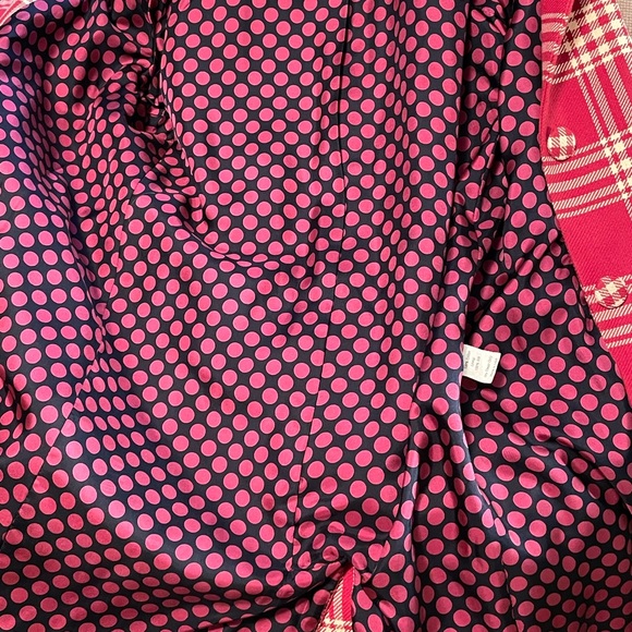 Stunning red check  coat with polka dot silk lining - Picture 4 of 7